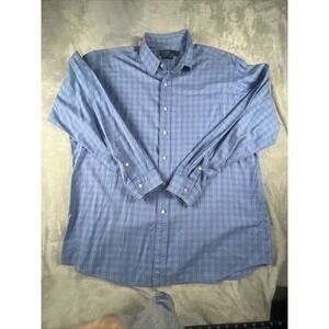VTG RALPH LAUREN Lowell Sport LS button shirt men size XL blue plaid 2ply cotton
